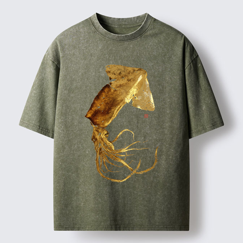 Tokyo-Lion Golden Squid Washed T-Shirt