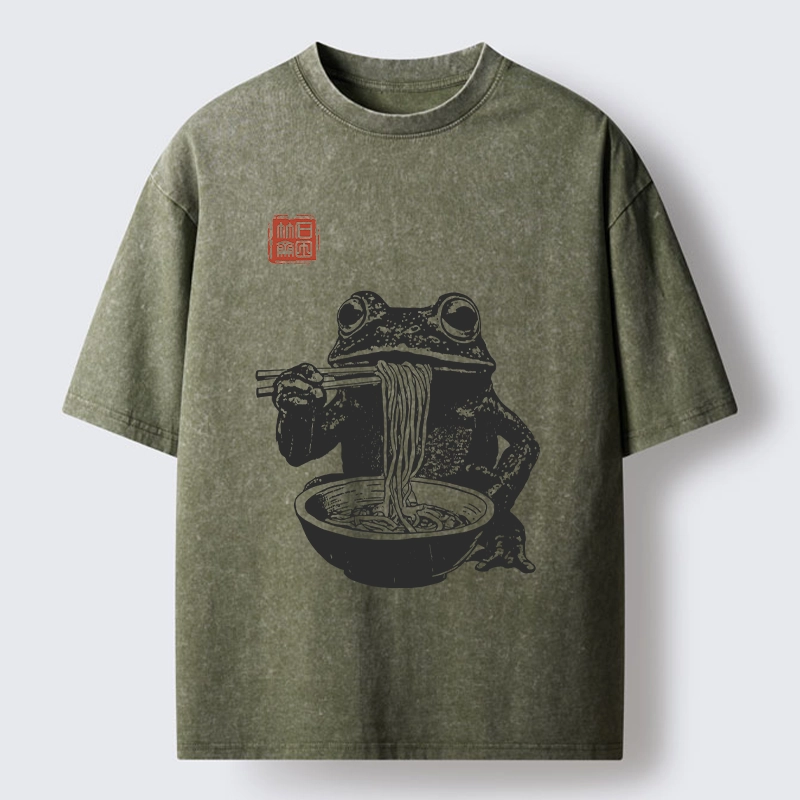 Tokyo-Lion Noodle Time for Froggy Washed T-Shirt-Tokyo-Lion