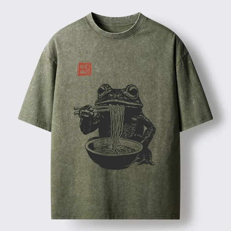 Tokyo-Lion Noodle Time for Froggy Washed T-Shirt-Tokyo-Lion