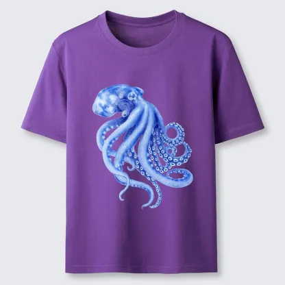 Tokyo-Lion Retro Blue Octopus Classic T-Shirt