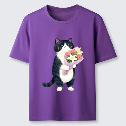 Tokyo-Lion Sweet Cat Delivers Flowers Classic T-Shirt