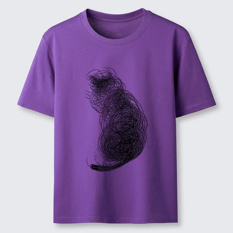 Tokyo-Lion Chaotic Line Art Of A Curled Cat Classic T-Shirt