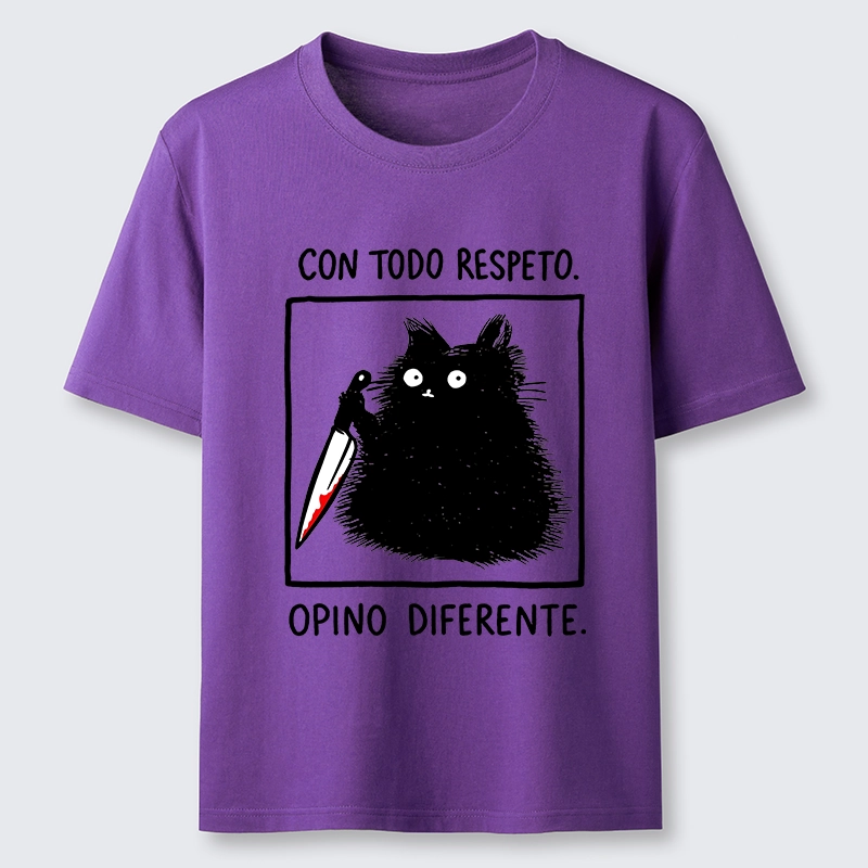 Tokyo-Lion Black Cat Holds Knife Disagrees Classic T-Shirt