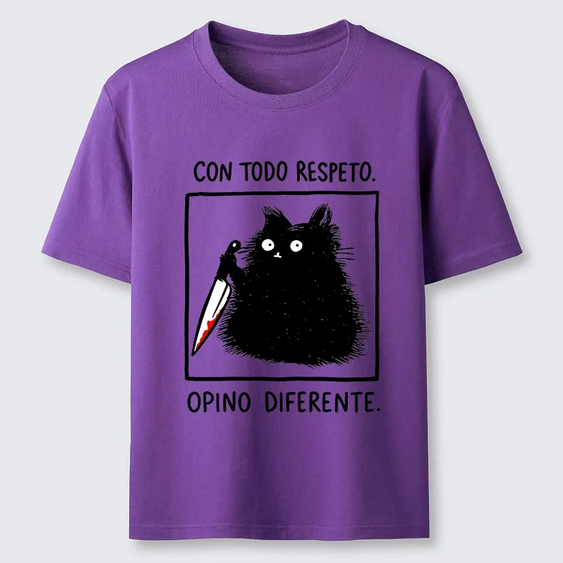 Tokyo-Lion Black Cat Holds Knife Disagrees Classic T-Shirt