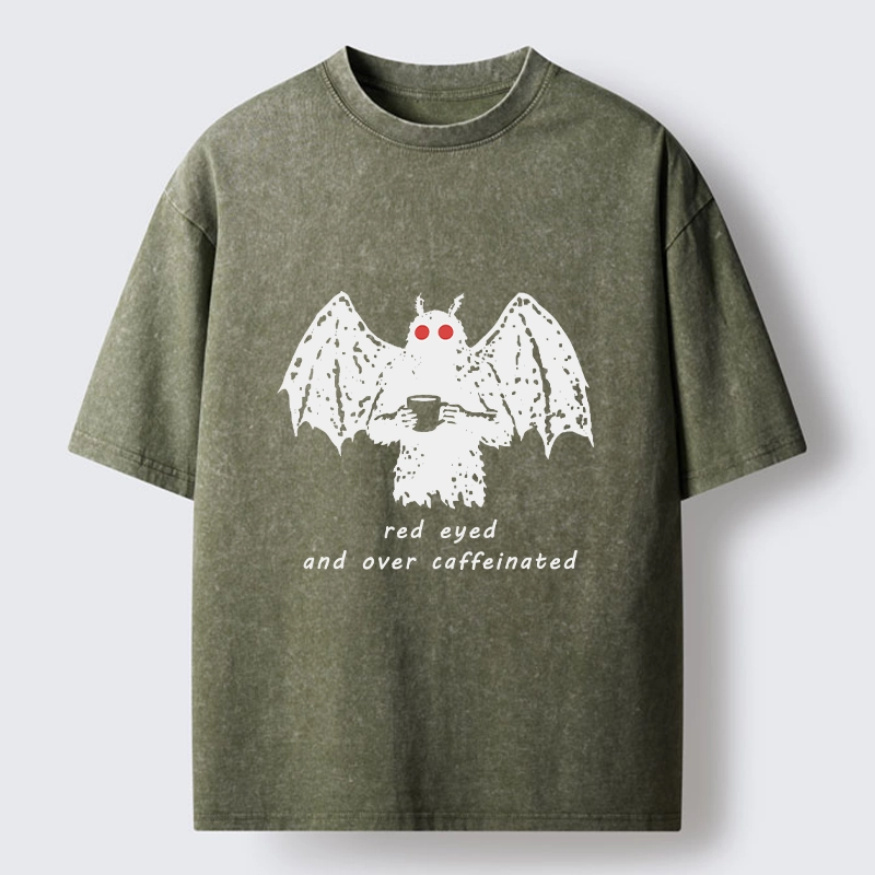 Tokyo-Lion Mothman Needs Coffee Energy Washed T-Shirt-Tokyo-Lion