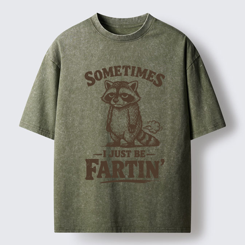 Tokyo-Lion Farting Raccoon Washed T-Shirt-Tokyo-Lion