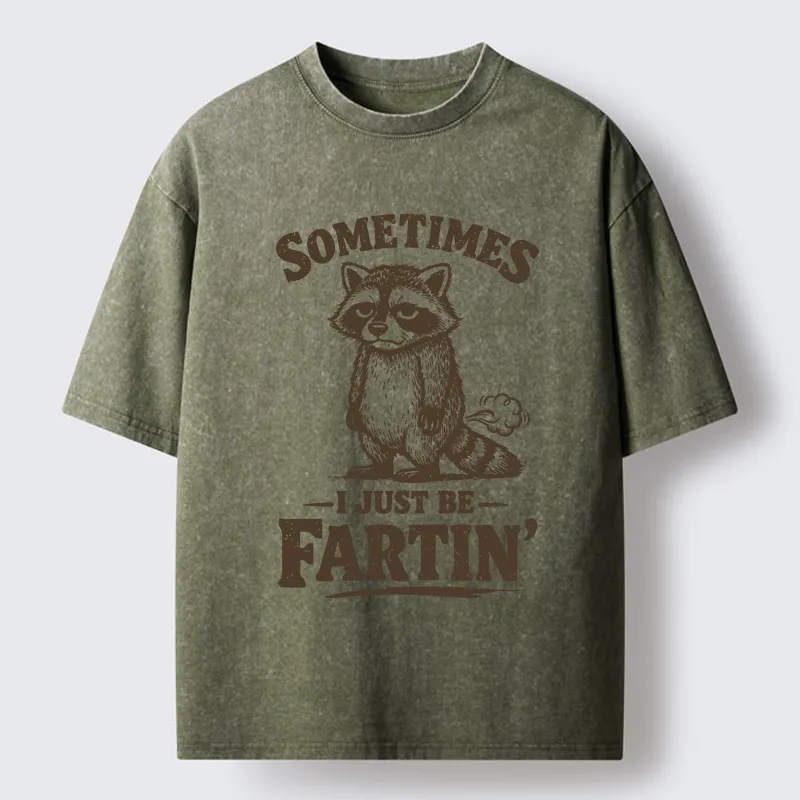 Tokyo-Lion Farting Raccoon Washed T-Shirt-Tokyo-Lion
