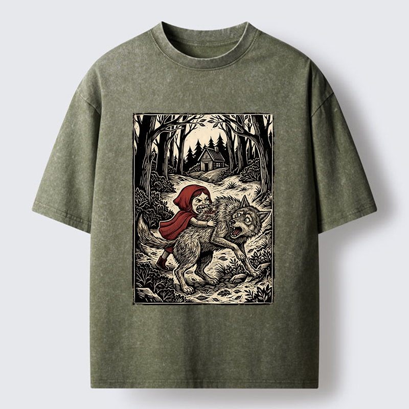 Tokyo-Lion Humor Of Inverted Stories Washed T-Shirt-Tokyo-Lion
