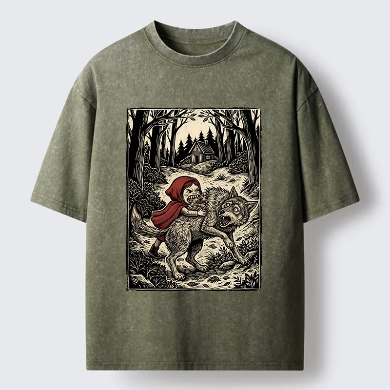 Tokyo-Lion Humor Of Inverted Stories Washed T-Shirt-Tokyo-Lion
