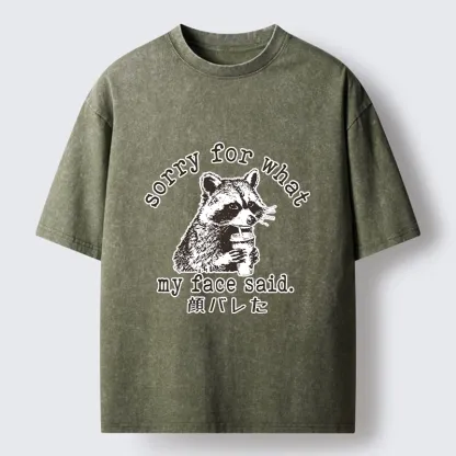 Tokyo-Lion Raccoon My Face Said Meme Washed T-Shirt-Tokyo-Lion