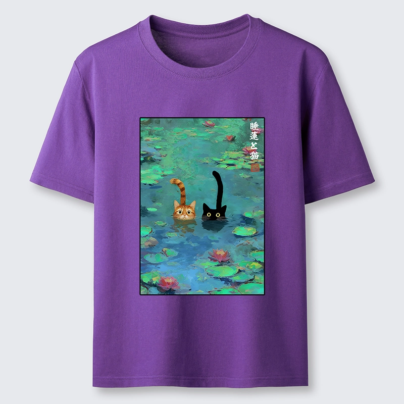 Tokyo-Lion Funny Cats Swimming In Lilies Classic T-Shirt