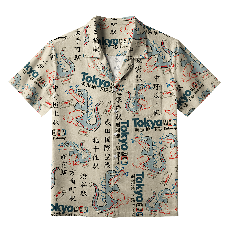 Tokyo-Lion Funny Tokyo Subway Map Aloha Hawaiian Shirt