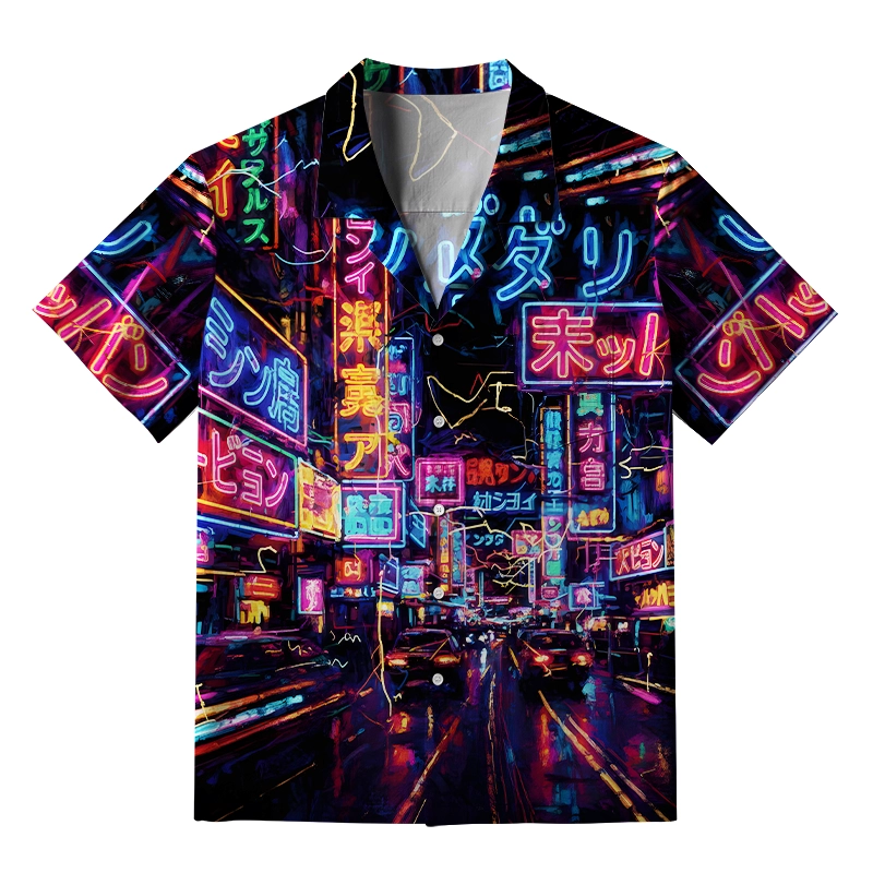 Tokyo-Lion Tokyo Street Scene Aloha Hawaiian Shirt