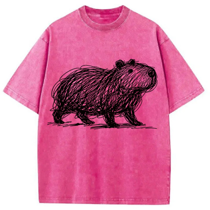 Tokyolion Minimalist Capybara Washed T-Shirt