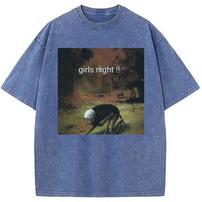 Tokyolion Girls Night Meme Washed T-Shirt