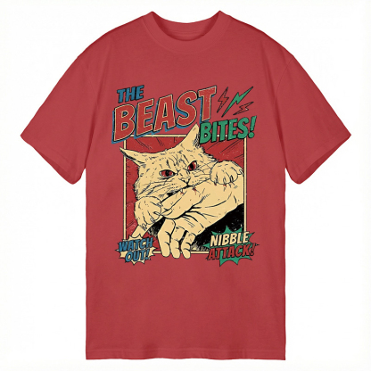 TokyoLion Vintage Horror Cat Bite Classic T-Shirt-Tokyo-Lion