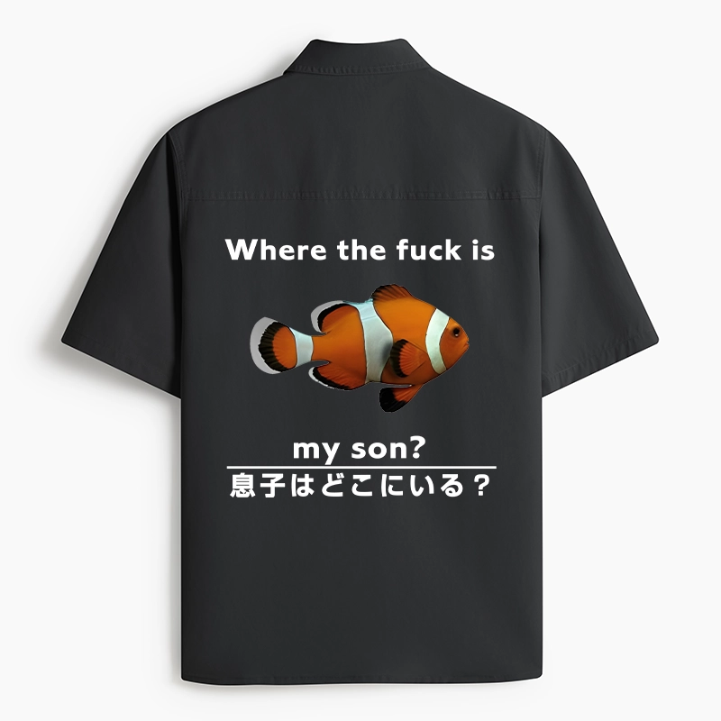 Tokyo-Lion Fish Looking For Son Work Shirt-Tokyo-Lion