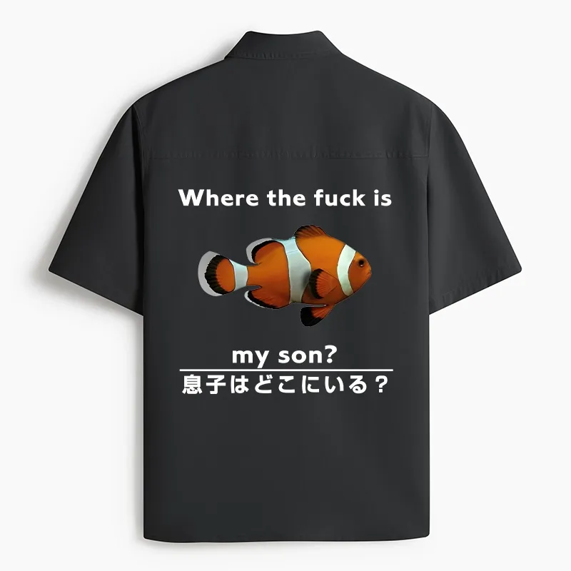 Tokyo-Lion Fish Looking For Son Work Shirt-Tokyo-Lion