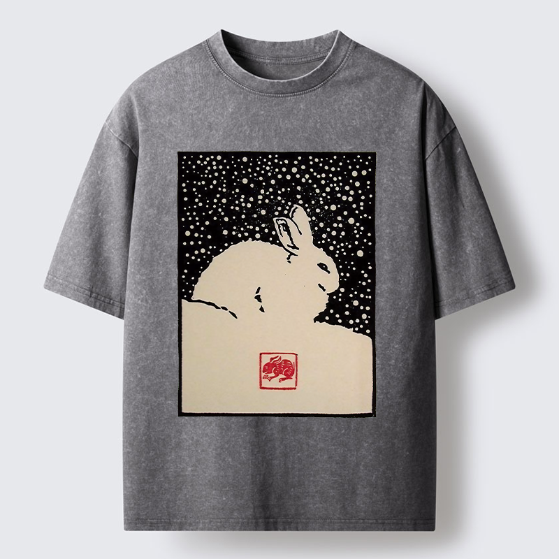Tokyo-Lion Rabbit In The Snow Washed T-Shirt