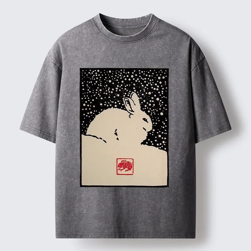 Tokyo-Lion Rabbit In The Snow Washed T-Shirt