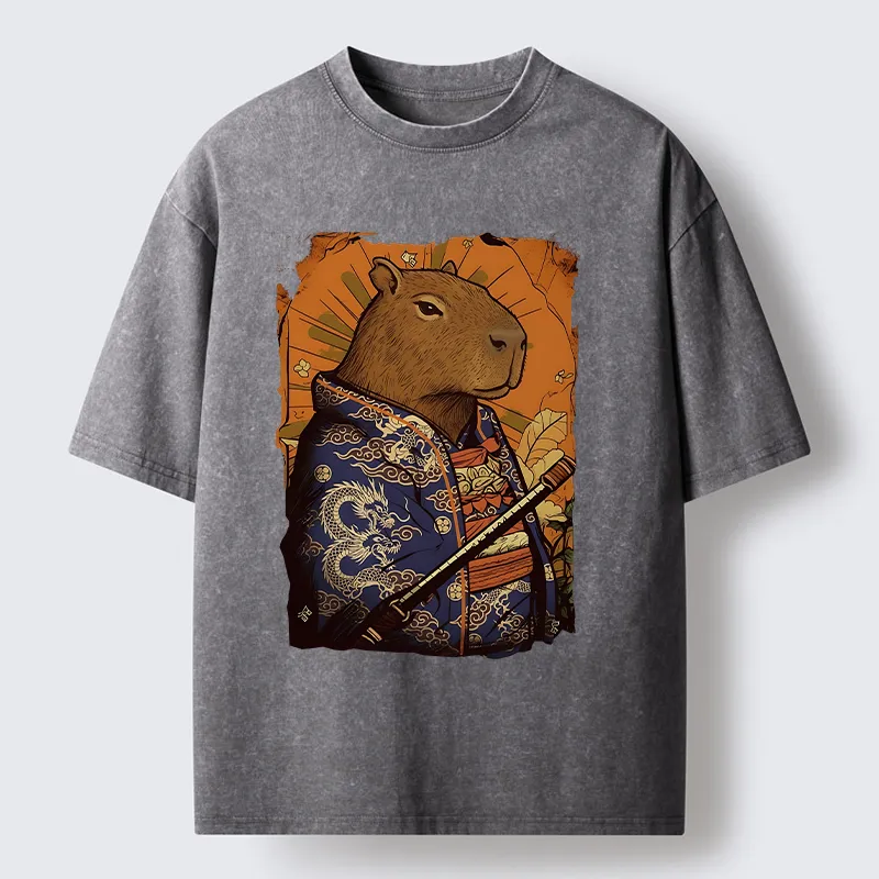 Tokyo-Lion Elegant Capybara Japan Washed T-Shirt