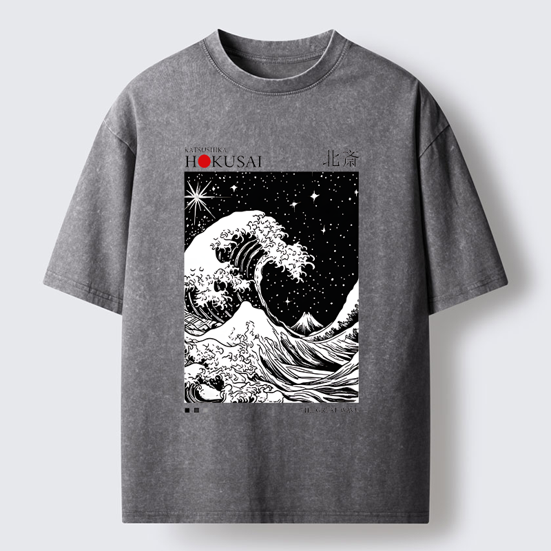Tokyo-Lion Retro Wave Japan Washed T-Shirtt-Tokyo-Lion