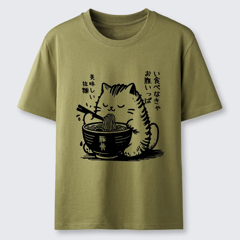 Tokyo-Lion Funny Cute Cat Eating Ramen Japan Classic T-Shirt