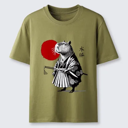Tokyo-Lion Capybara Samurai And Sun Classic T-Shirt
