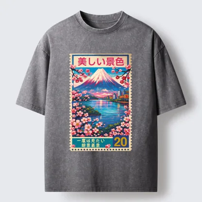 Tokyo-Lion Springtime Scenery Washed T-Shirt