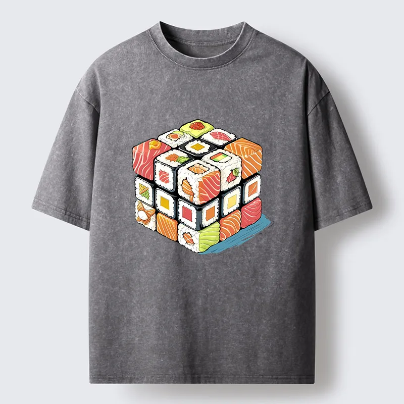 Tokyo-Lion Sushi Rubik's Cube Washed T-Shirt