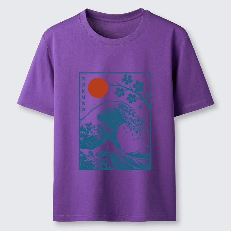 Tokyo-Lion Japanese The Great Wave And Sakura Classic T-Shirt
