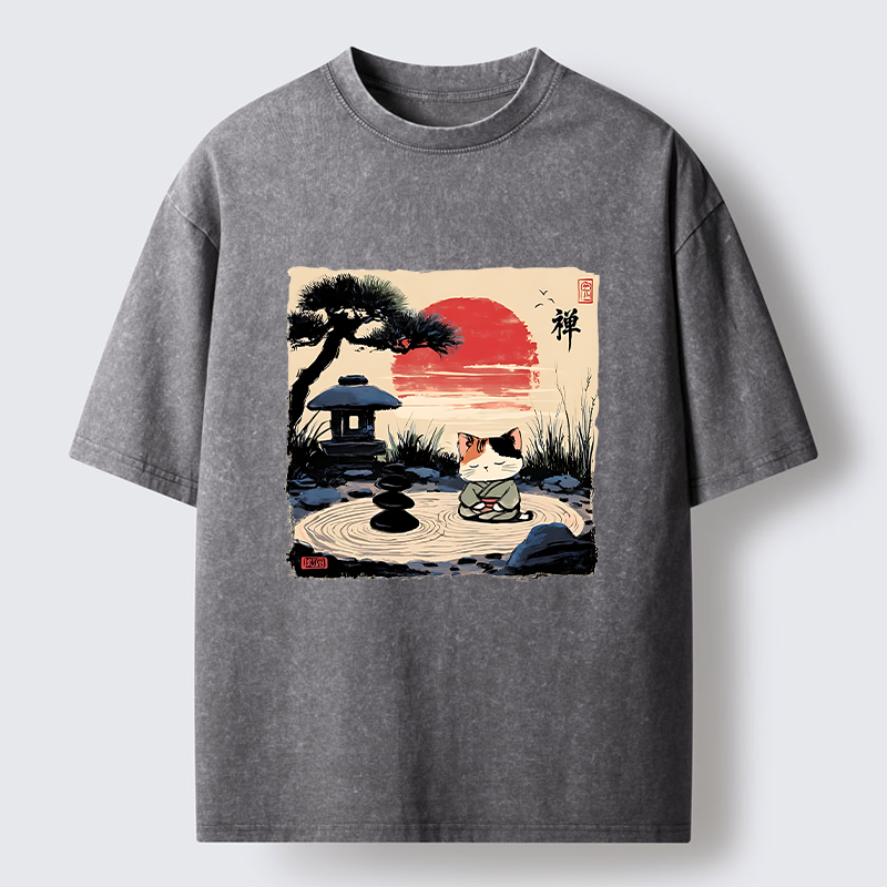 Tokyo-Lion Zen-like Scenery Washed T-Shirt