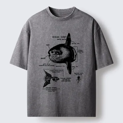 Tokyo-Lion Sunfish Funny Washed T-Shirt