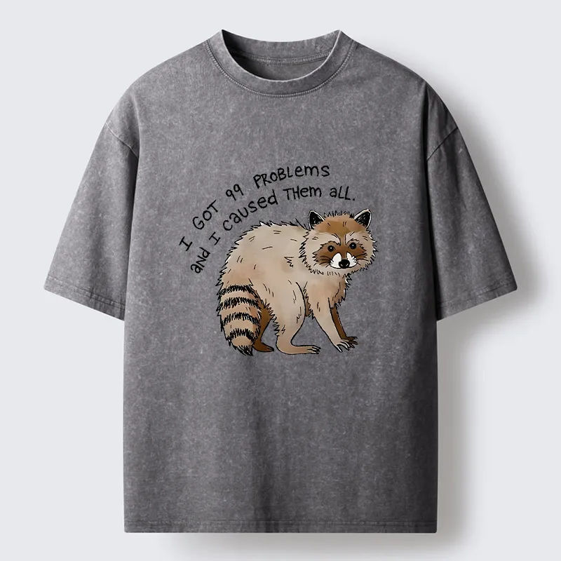 Tokyo-Lion Raccoon Funny Meme Japan Washed T-Shirt