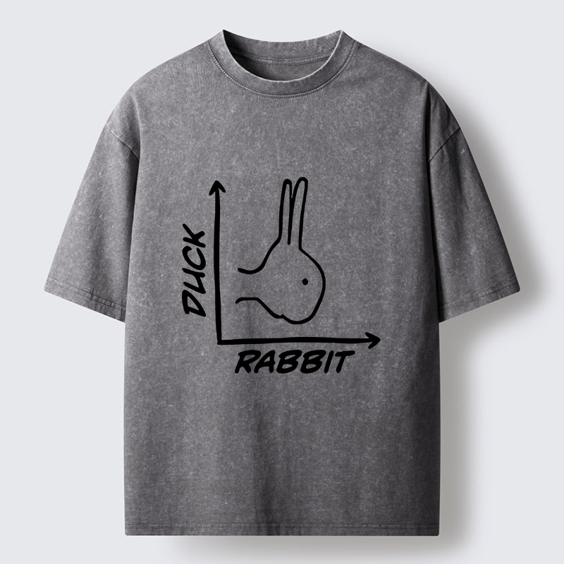 Tokyo-Lion Rabbit Or Duck Funny Washed T-Shirt-Tokyo-Lion