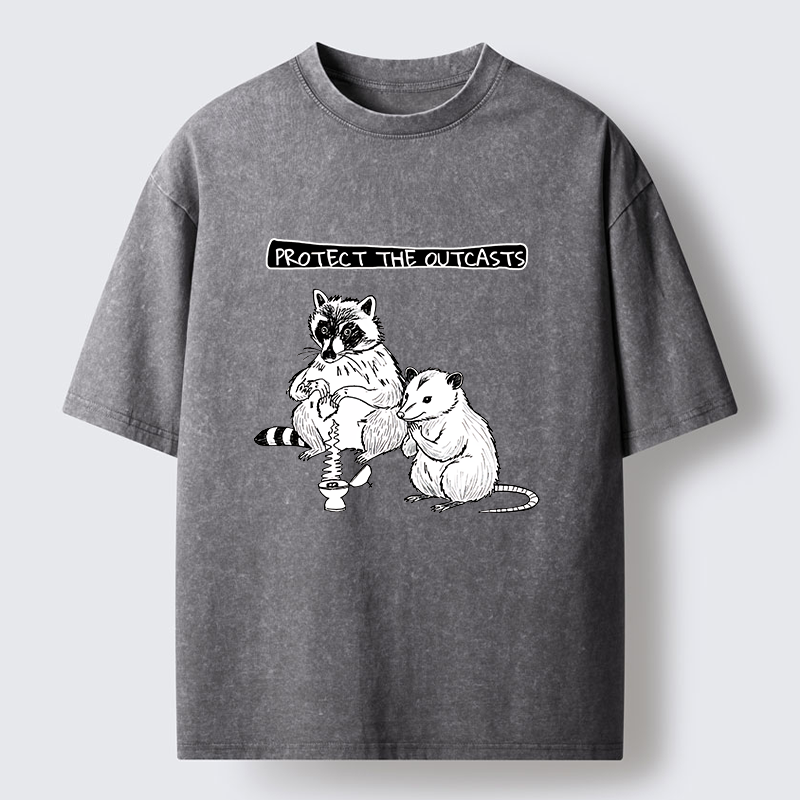 Tokyo-Lion Prayer Of Raccoon And Possum Washed T-Shirt