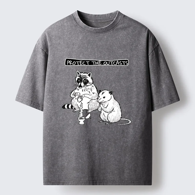 Tokyo-Lion Prayer Of Raccoon And Possum Washed T-Shirt