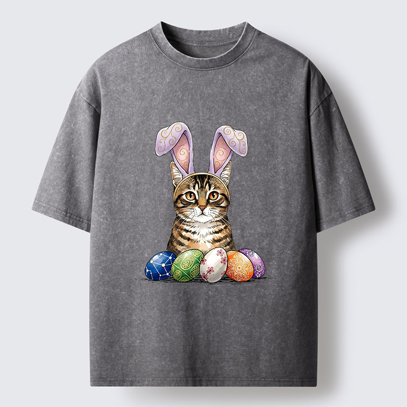 Tokyo-Lion Easter Cat Washed T-Shirt