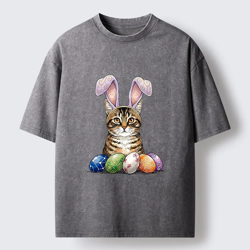 Tokyo-Lion Easter Cat Washed T-Shirt