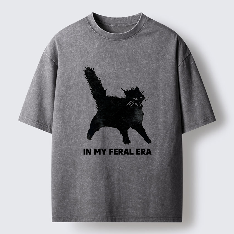 Tokyo-Lion Wild Black Cat Washed T-Shirt