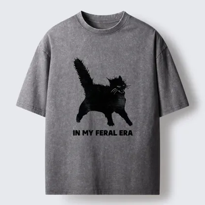 Tokyo-Lion Wild Black Cat Washed T-Shirt