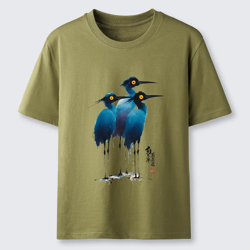 Tokyo-Lion Great Blue Heron Ink Painting Classic T-Shirt