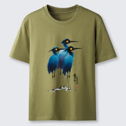 Tokyo-Lion Great Blue Heron Ink Painting Classic T-Shirt