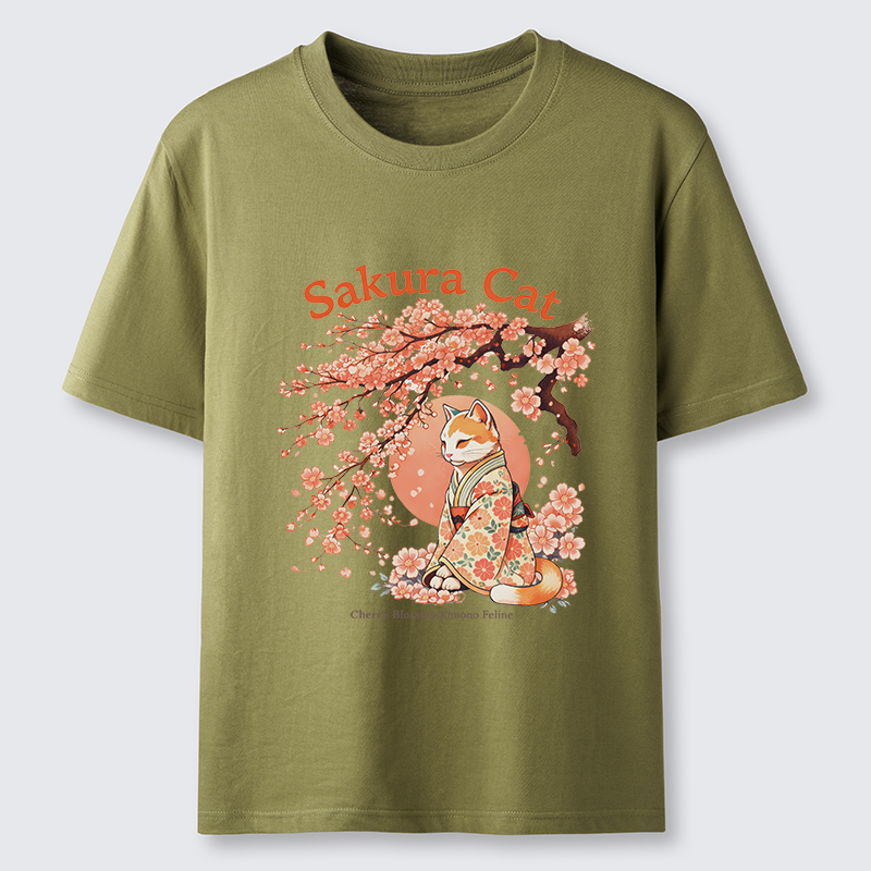 Tokyo-Lion Cat Under The Sakura Classic T-Shirt