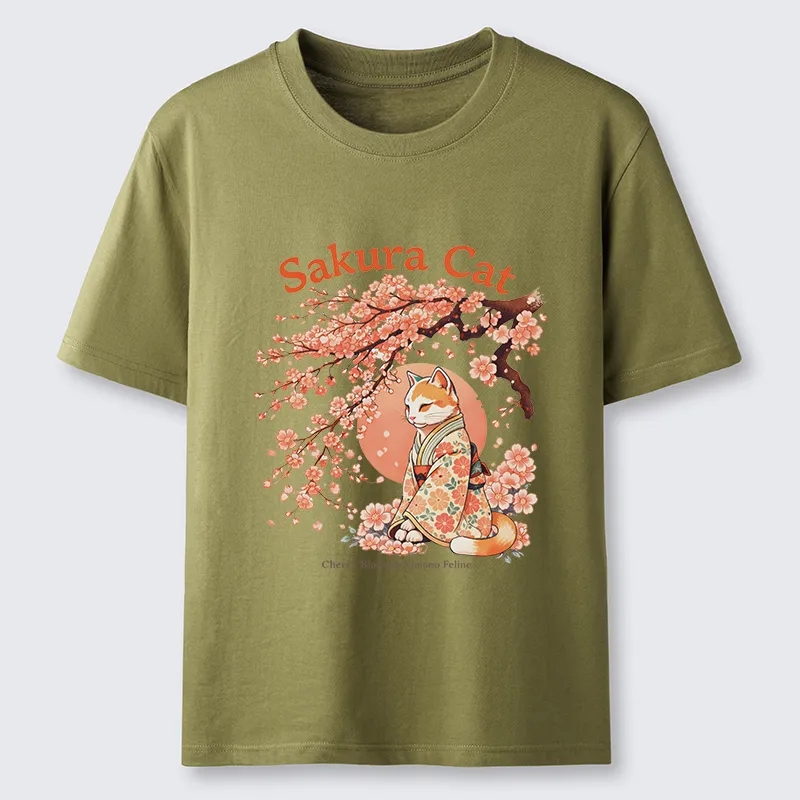 Tokyo-Lion Cat Under The Sakura Classic T-Shirt
