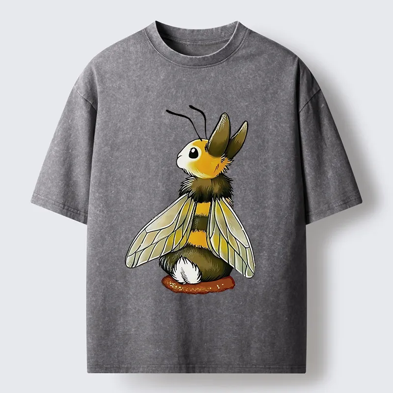 Tokyo-Lion Bee Rabbit Funny Washed T-Shirt