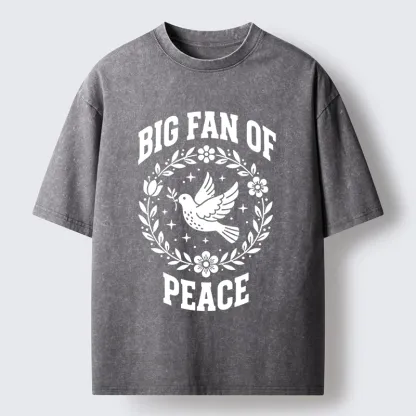 Tokyo-Lion Circle of Flower Peace Dove Washed T-Shirt