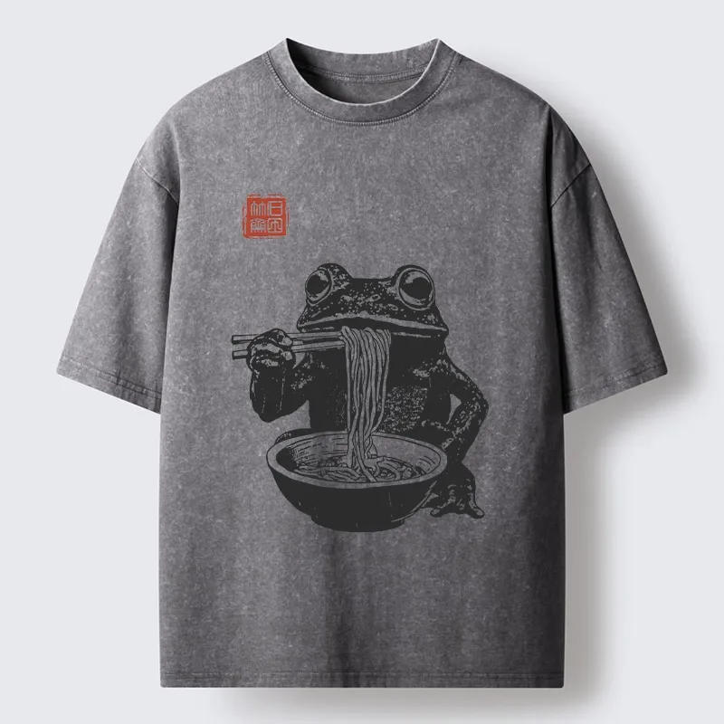 Tokyo-Lion Noodle Time for Froggy Washed T-Shirt-Tokyo-Lion