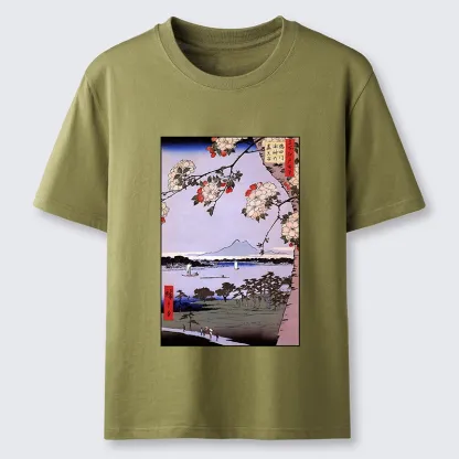 Tokyo-Lion Vintage Japanese Print: Sakura And Fuji Classic T-Shirt