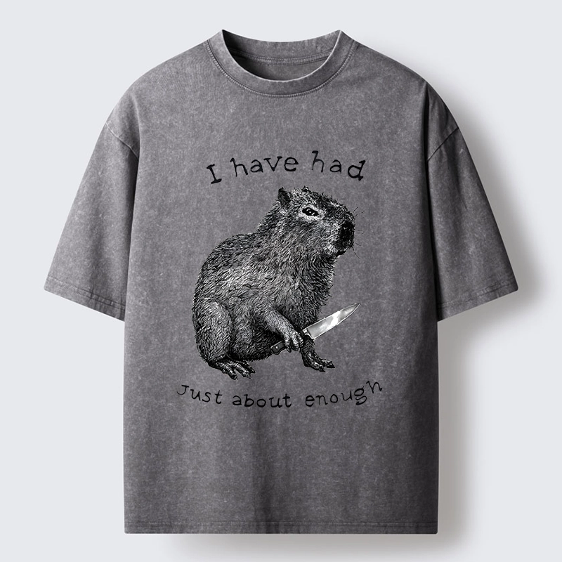 Tokyo-Lion Capybara With A Knife Washed T-Shirt